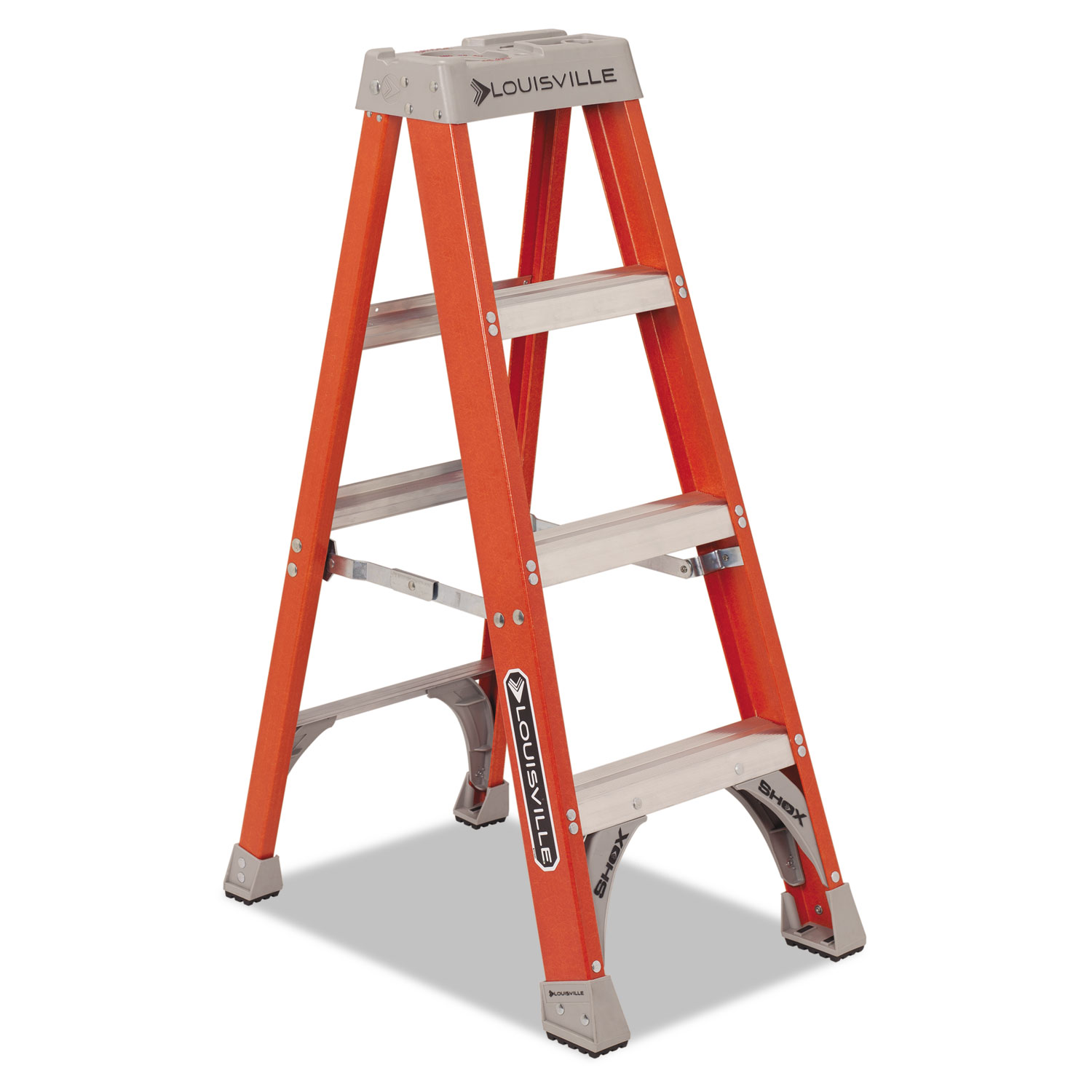  Louisville FS1504 Fiberglass Heavy Duty Step Ladder, 23 Working Height, 300 lbs Capacity, 3 Step, Orange (DADFS1504) 