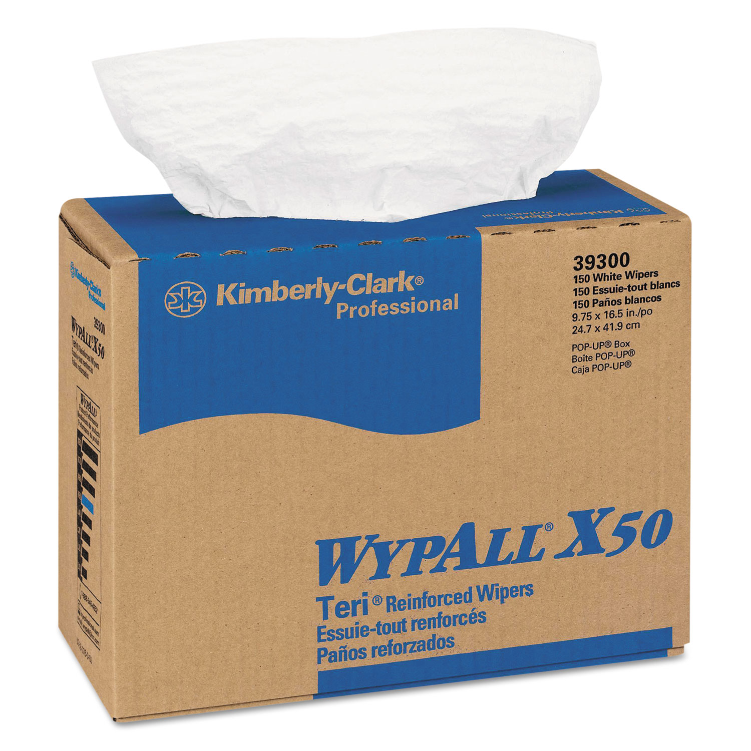 WypAll 39300 X50 Cloths, POP-UP Box, White, 6 Boxes/Carton (KCC39300) 