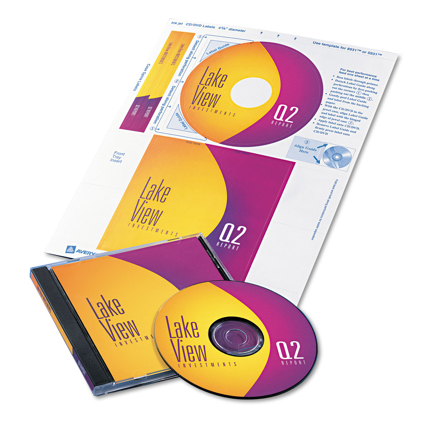 CD/DVD Label and Insert Combo Sheets, Matte White, 20 Labels and 20 Inserts