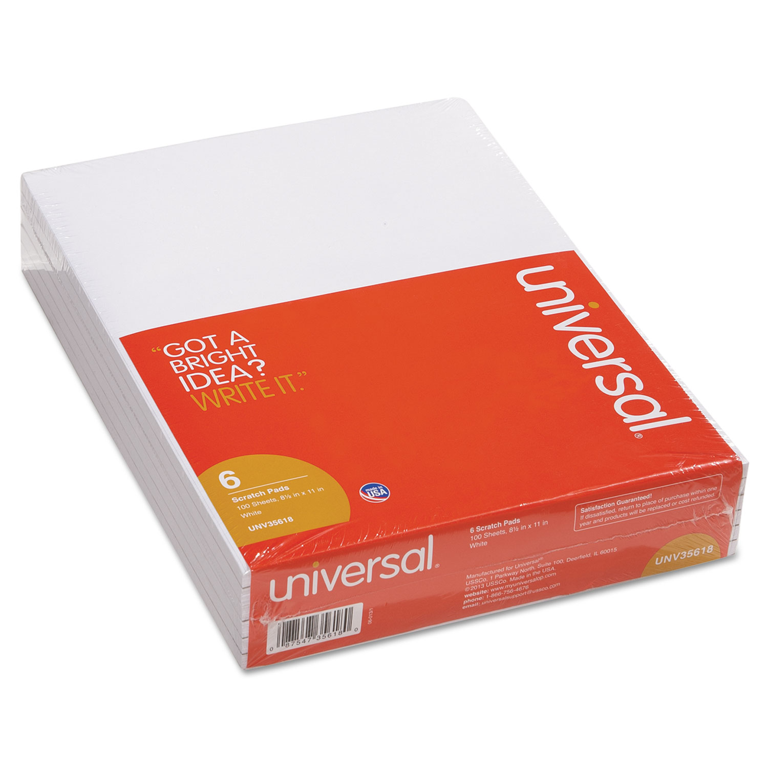 Scratch Pads, Unruled, 8 1/2 x 11, White, 6 100 Sheet Pads/Pack