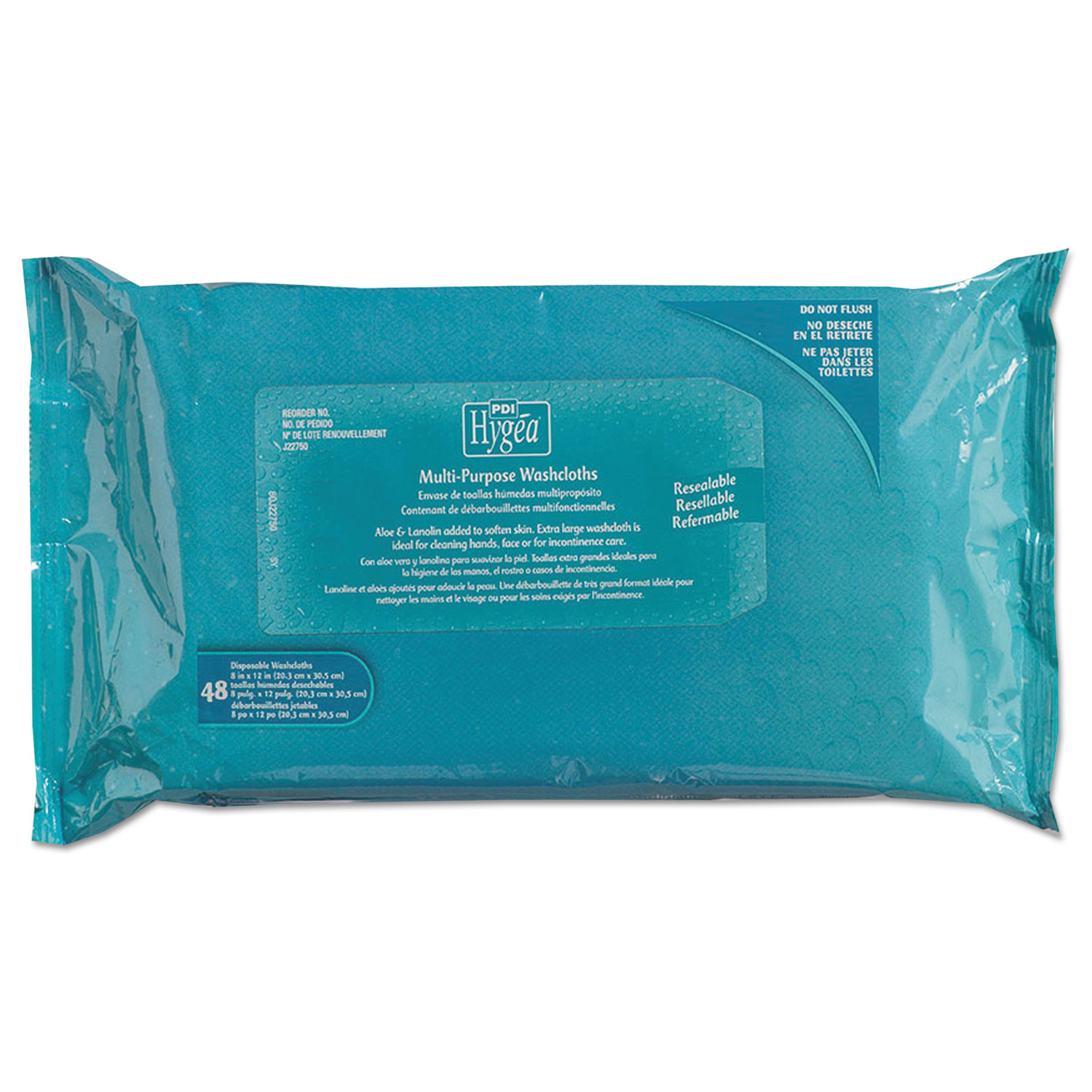 Hygea Adult Wash Cloths, 1-Ply, 8 x 12, White, 60 Pack, 9 Packs/Carton