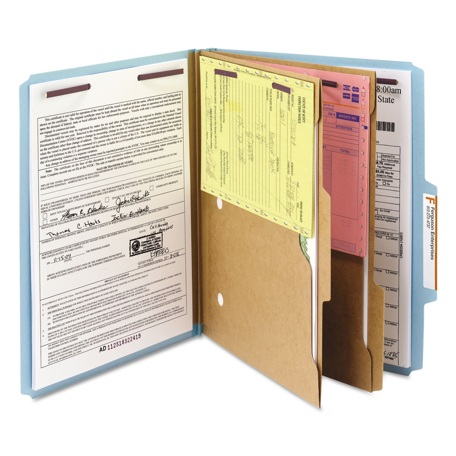 Smead 14081 Blue Pressboard Classification Folders with Pocket-Style Dividers and SafeSHIELD Fasteners SMD14081 