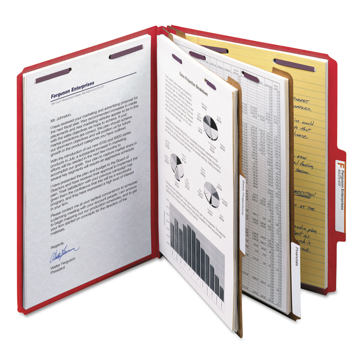 Four-Section Pressboard Top Tab Classification Folders,, 42% OFF