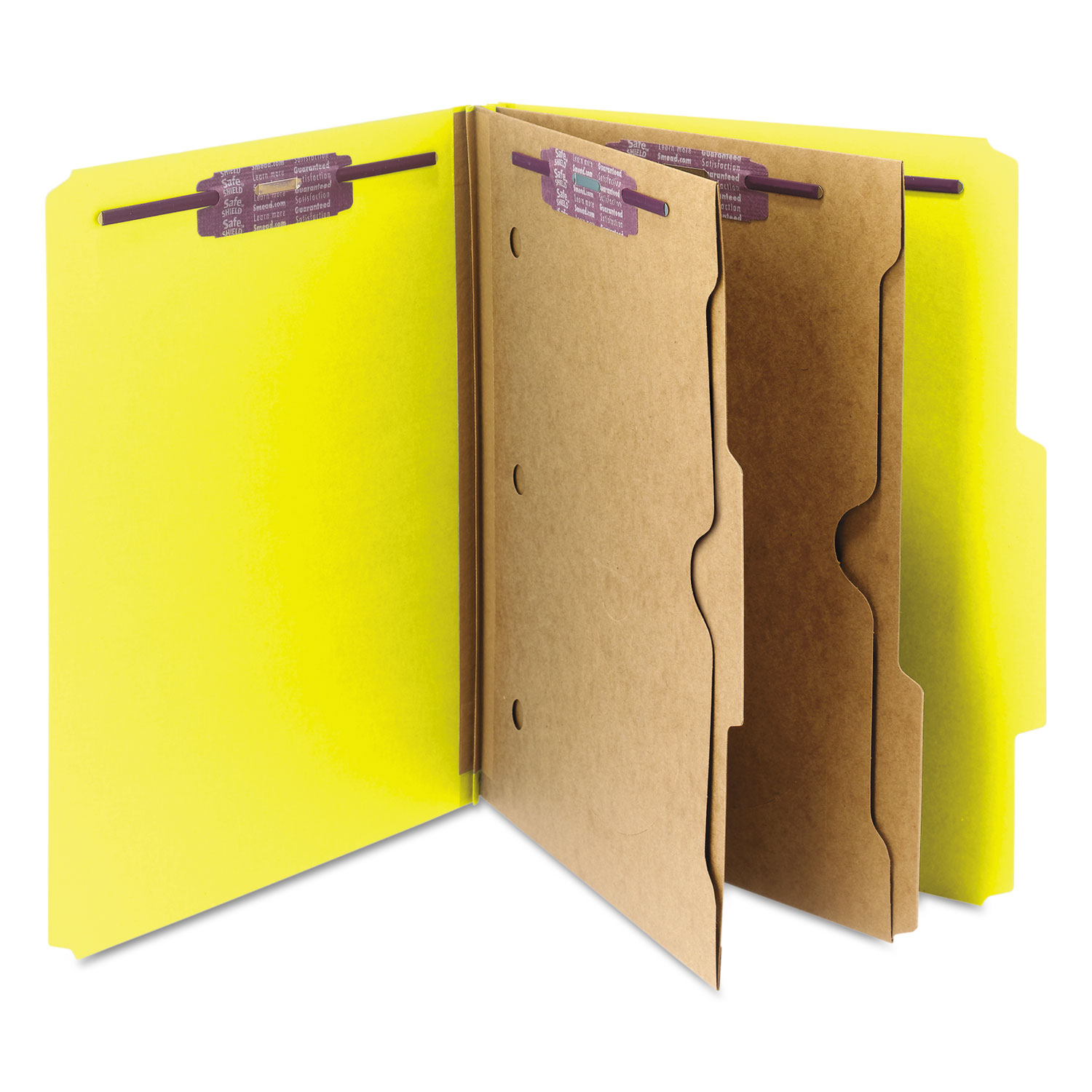 Smead 14084 Yellow Pressboard Classification Folders With Pocket-style Dividers 
