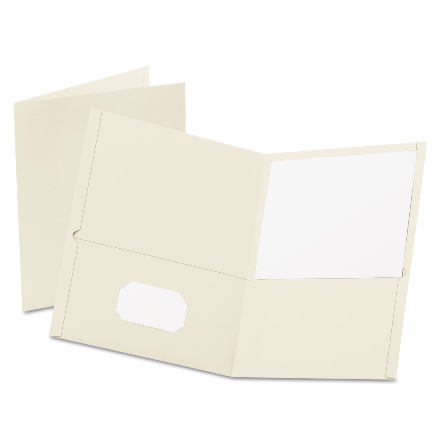  Oxford 57504EE Twin-Pocket Folder, Embossed Leather Grain Paper, White, 25/Box (OXF57504) 