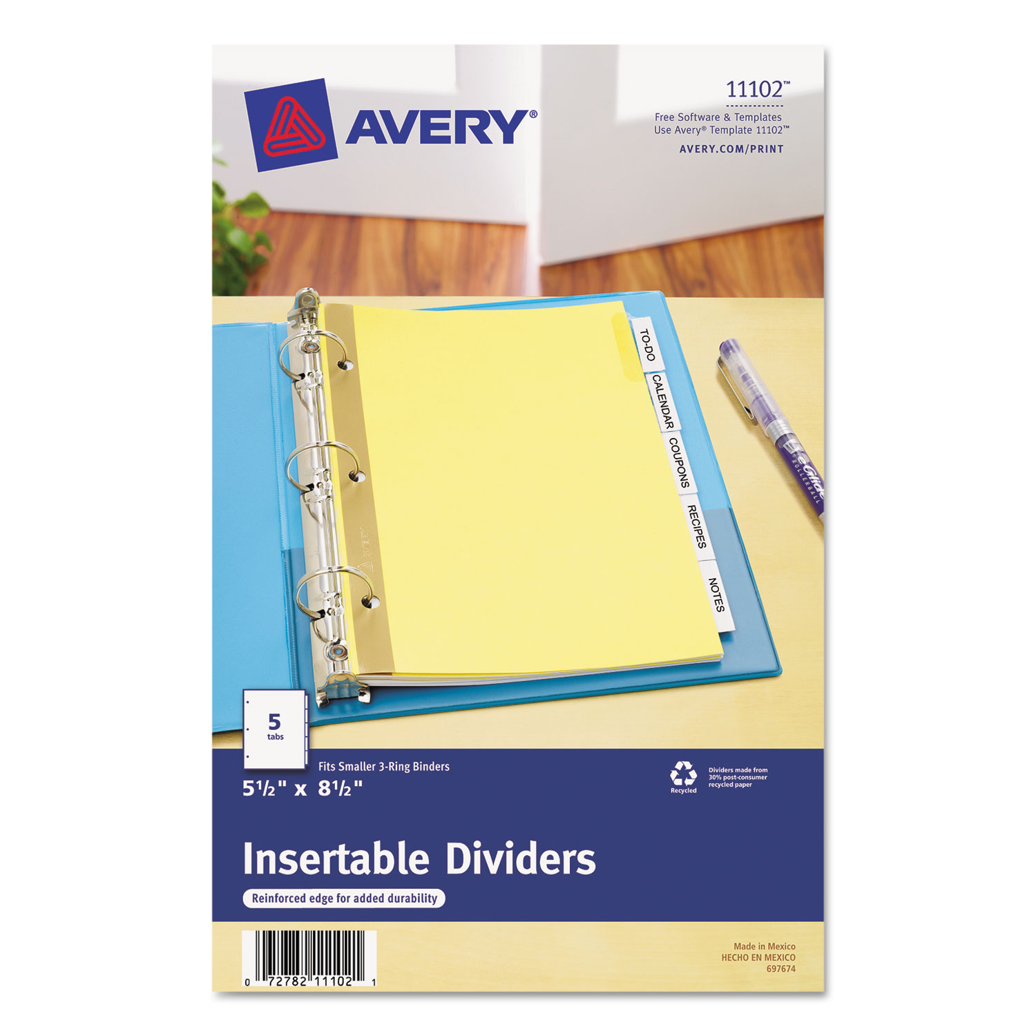  Avery 11102 Insertable Standard Tab Dividers, 5-Tab, 8 1/2 x 5 1/2 (AVE11102) 