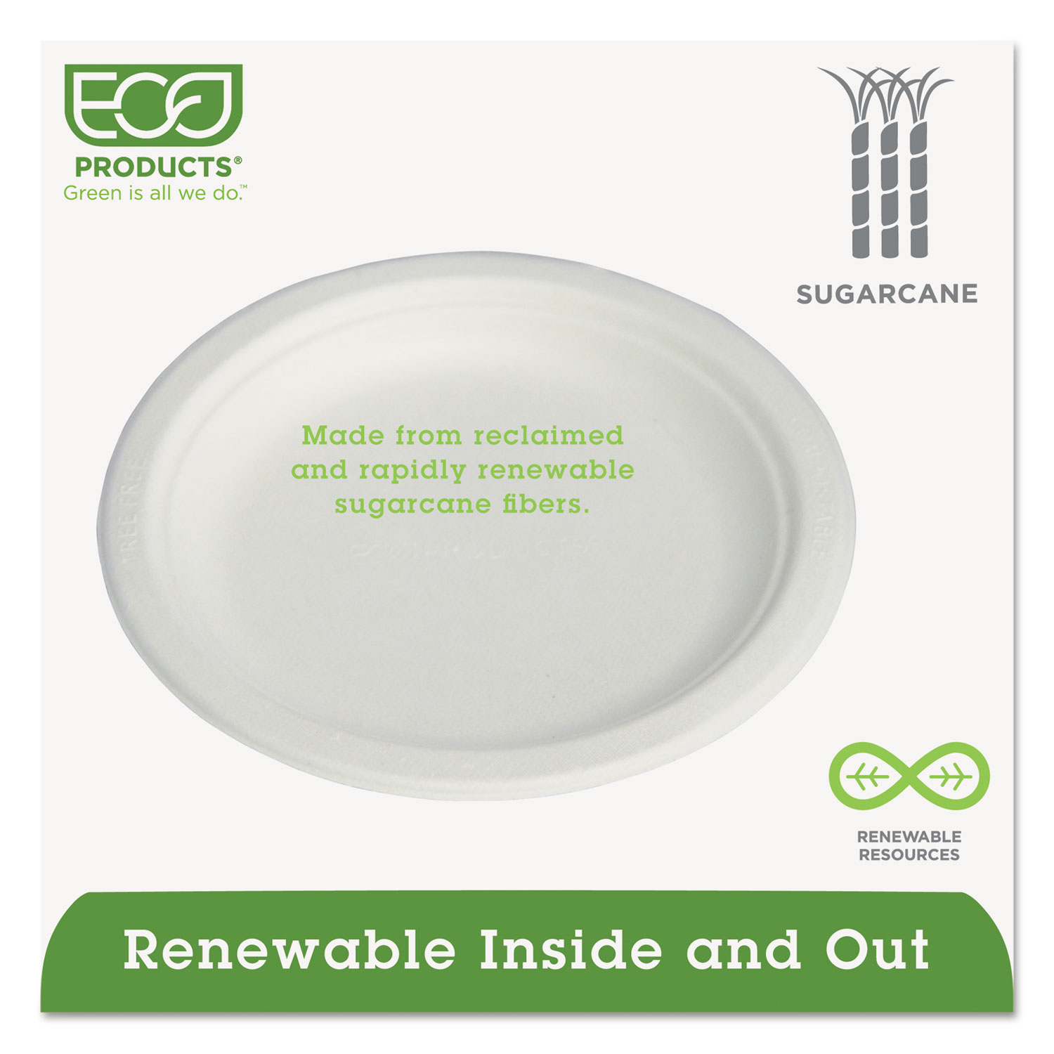 Renewable & Compostable Sugarcane Plates Convenience Pack, 6, 50/PK, 20 PK/CT