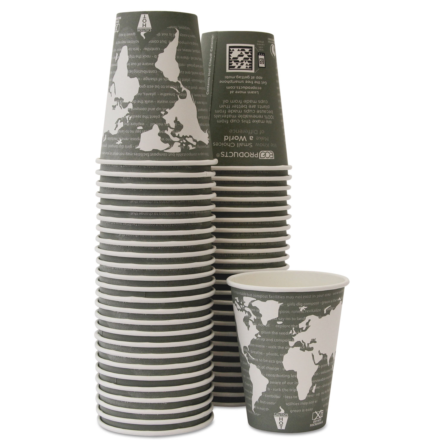  Eco-Products EP-BHC12-WAPK World Art Renewable/Compostable Hot Cups, 12 oz, Gray, 50/Pack,10 Pack/Carton (ECOEPBHC12WAPKC) 