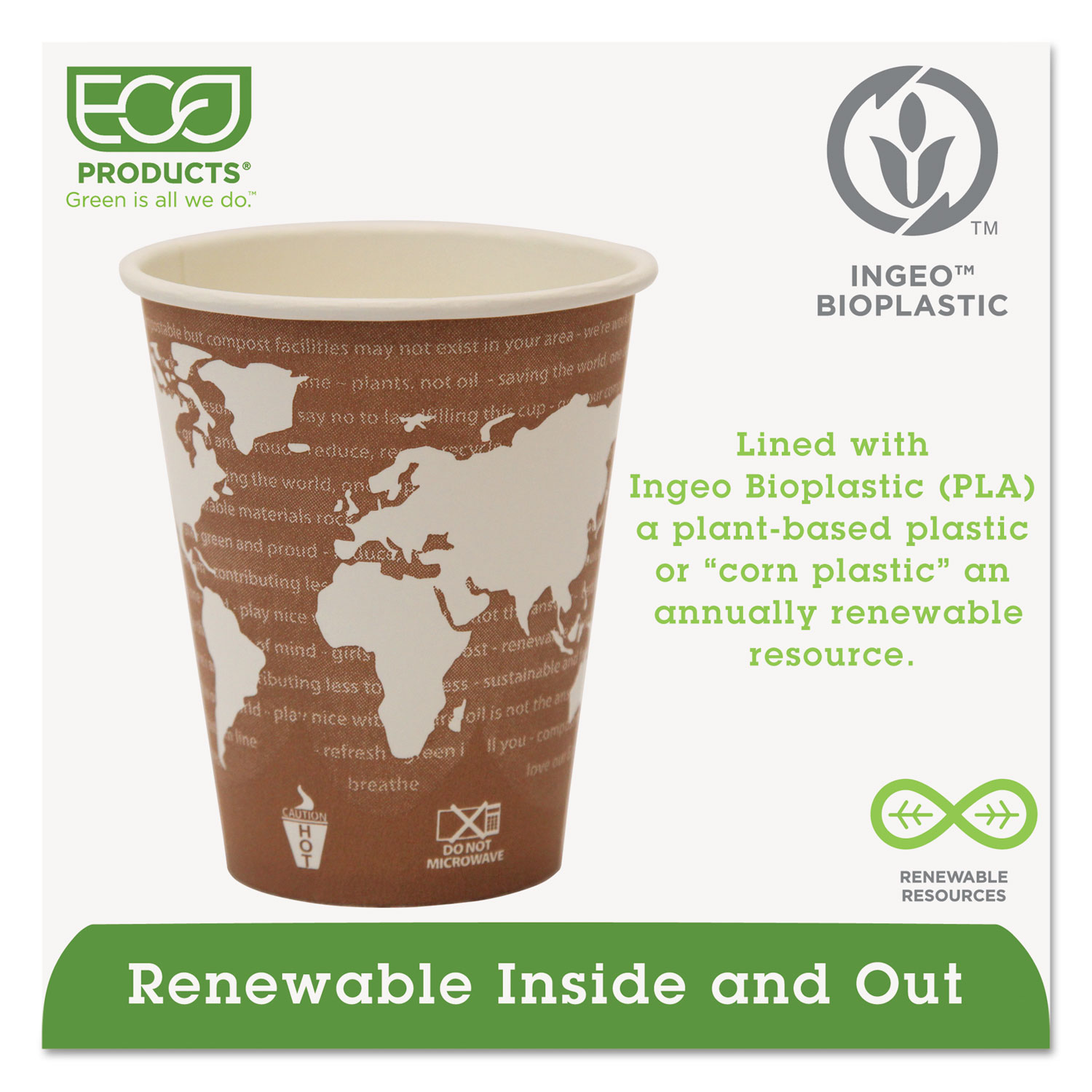50/Pack ECOEPBHC10WAPK Eco-Products World Art Renewable
