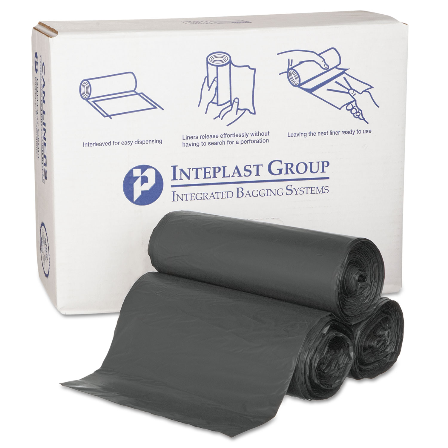  Inteplast Group S366022K High-Density Commercial Can Liners, 55 gal, 0.87 mil, 36 x 60, Black, 150/Carton (IBSS366022K) 
