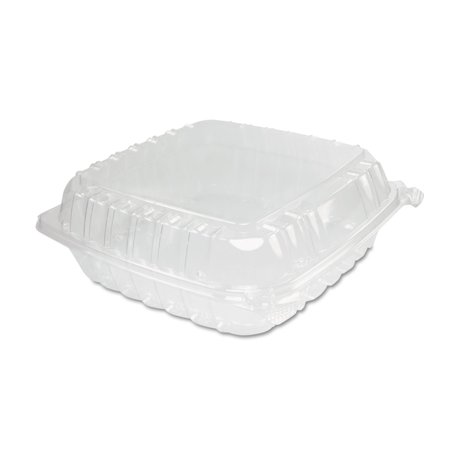 ClearSeal Plastic Hinged Container, Large, 9x9-1/2x3, Clear, 100/Bag