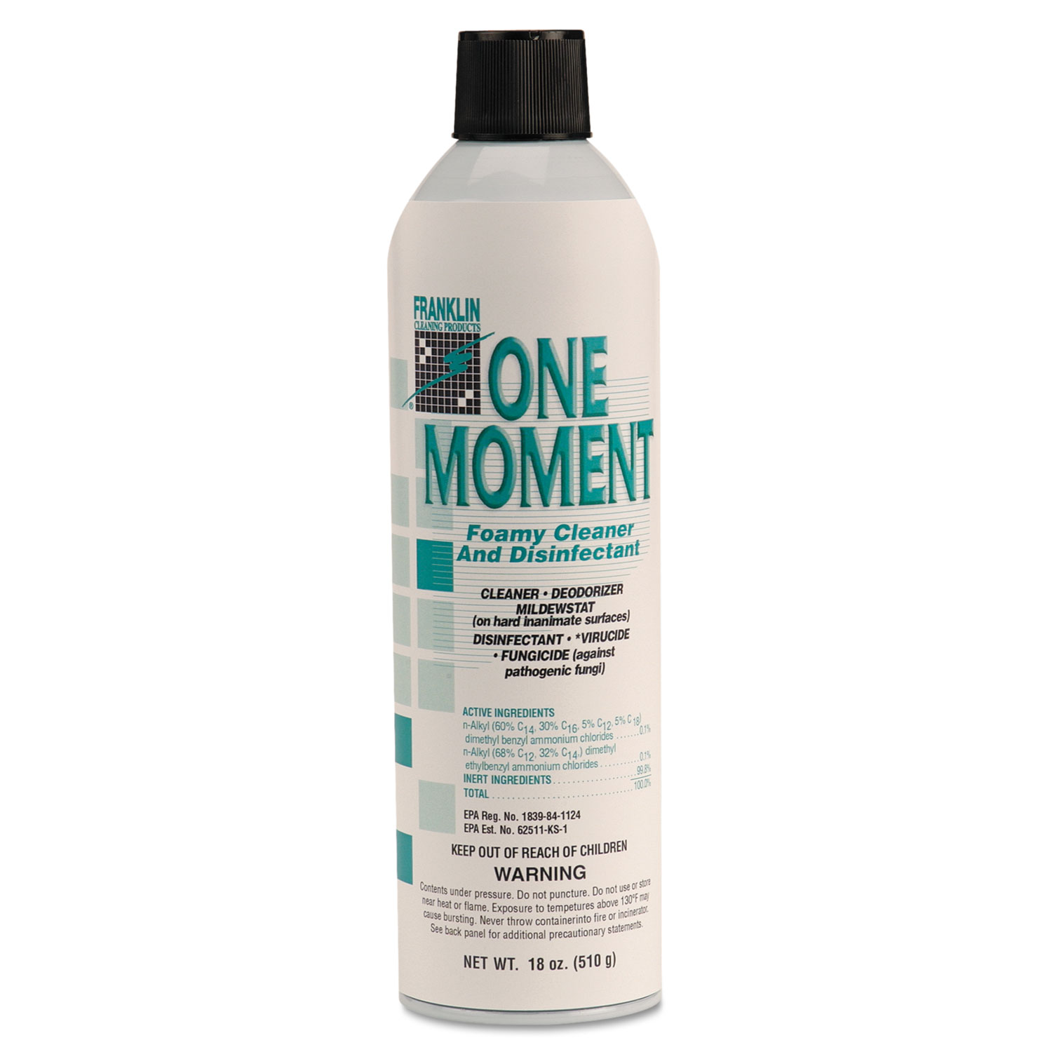  Franklin Cleaning Technology FRK F803215 One Moment Foamy Cleaner and Disinfectant, Citrus, 18oz. Aerosol Can, 12/CT (FKLF803215) 