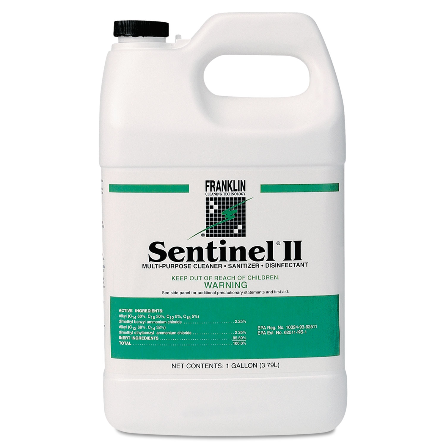  Franklin Cleaning Technology F243022 Sentinel II Disinfectant, Citrus Scent, Liquid, 1 gal. Bottles, 4/Carton (FKLF243022) 