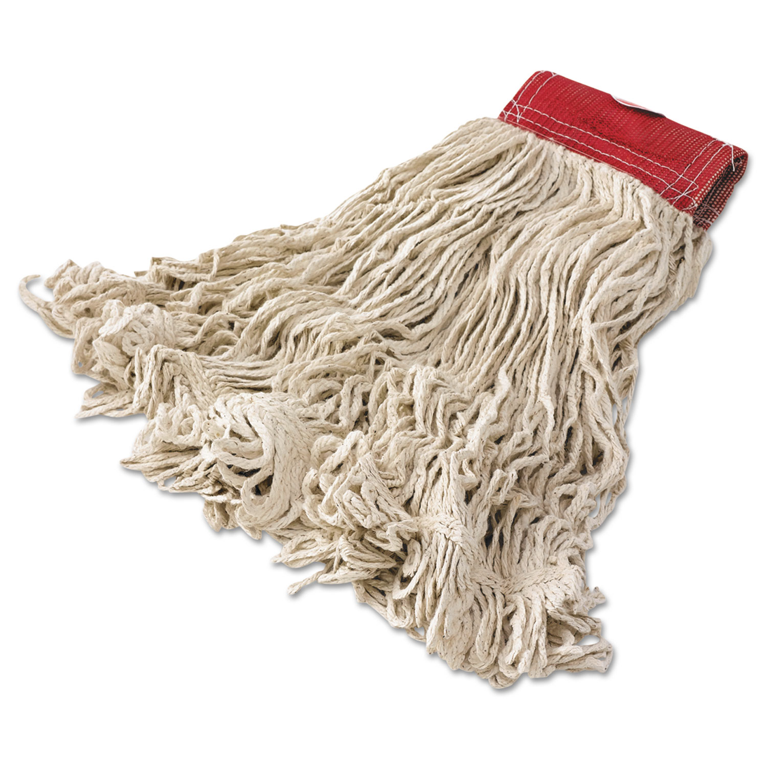  Rubbermaid Commercial FGD15306WH00 Super Stitch Cotton Looped End Wet Mop Head, Large, 5 Red Headband (RCPD153) 