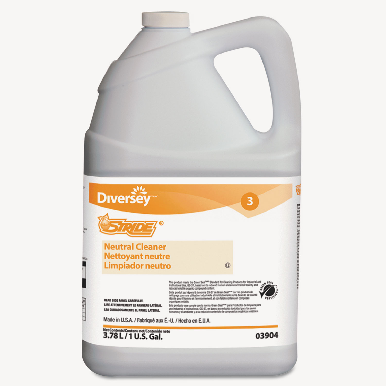  Diversey 903904 Stride Neutral Cleaner, Citrus, 1 gal, 4 Bottles/Carton (DVO903904) 