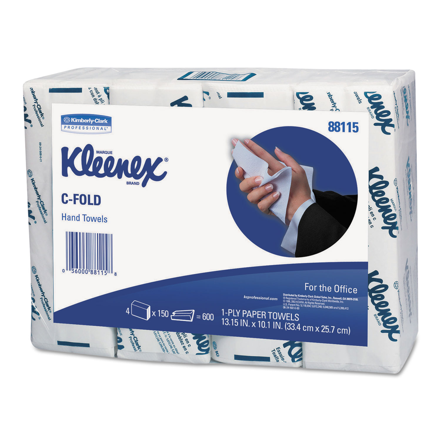  Kleenex 88115 C-Fold Paper Towels, 10 1/8 x 13 3/20, White, 150/Pack, 16/Carton (KCC88115) 