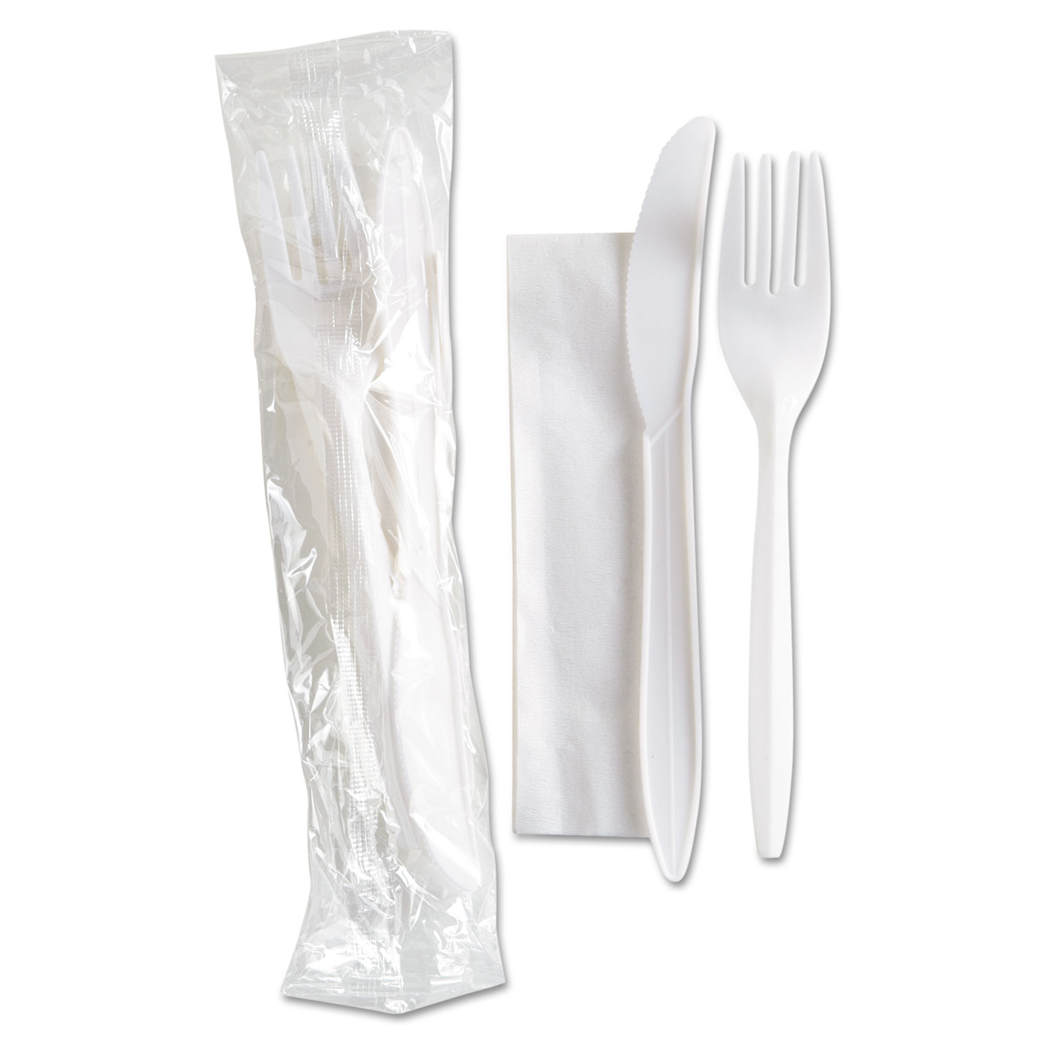 Wrapped Cutlery Kit w/Fork, Knife and Napkin, Individually Wrapped, 500/Carton