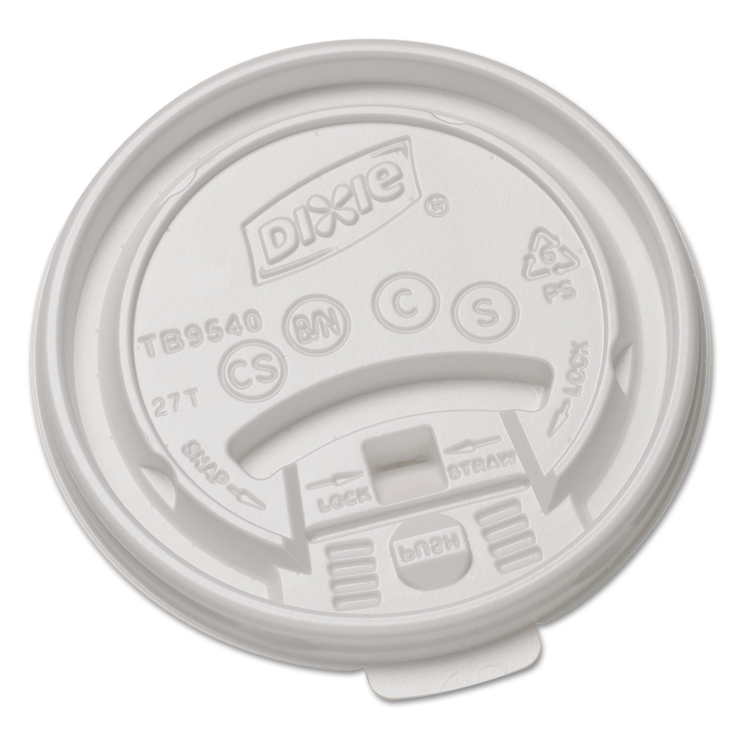  Dixie TB9540 Plastic Lids for Hot Drink Cups, 10oz, White, 1000/Carton (DXETB9540) 