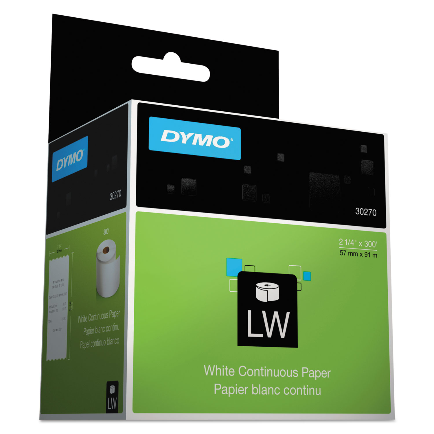  DYMO 30270 LabelWriter Continuous-Roll Receipt Paper, 2.25 x 300 ft, White (DYM30270) 