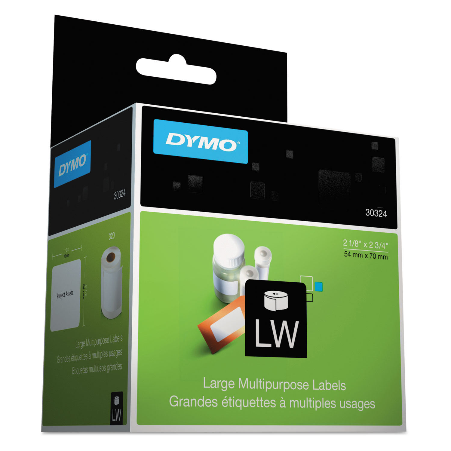  DYMO 30324 LW Multipurpose Labels, 2.75 x 2.12, White, 320 Labels/Roll (DYM30324) 