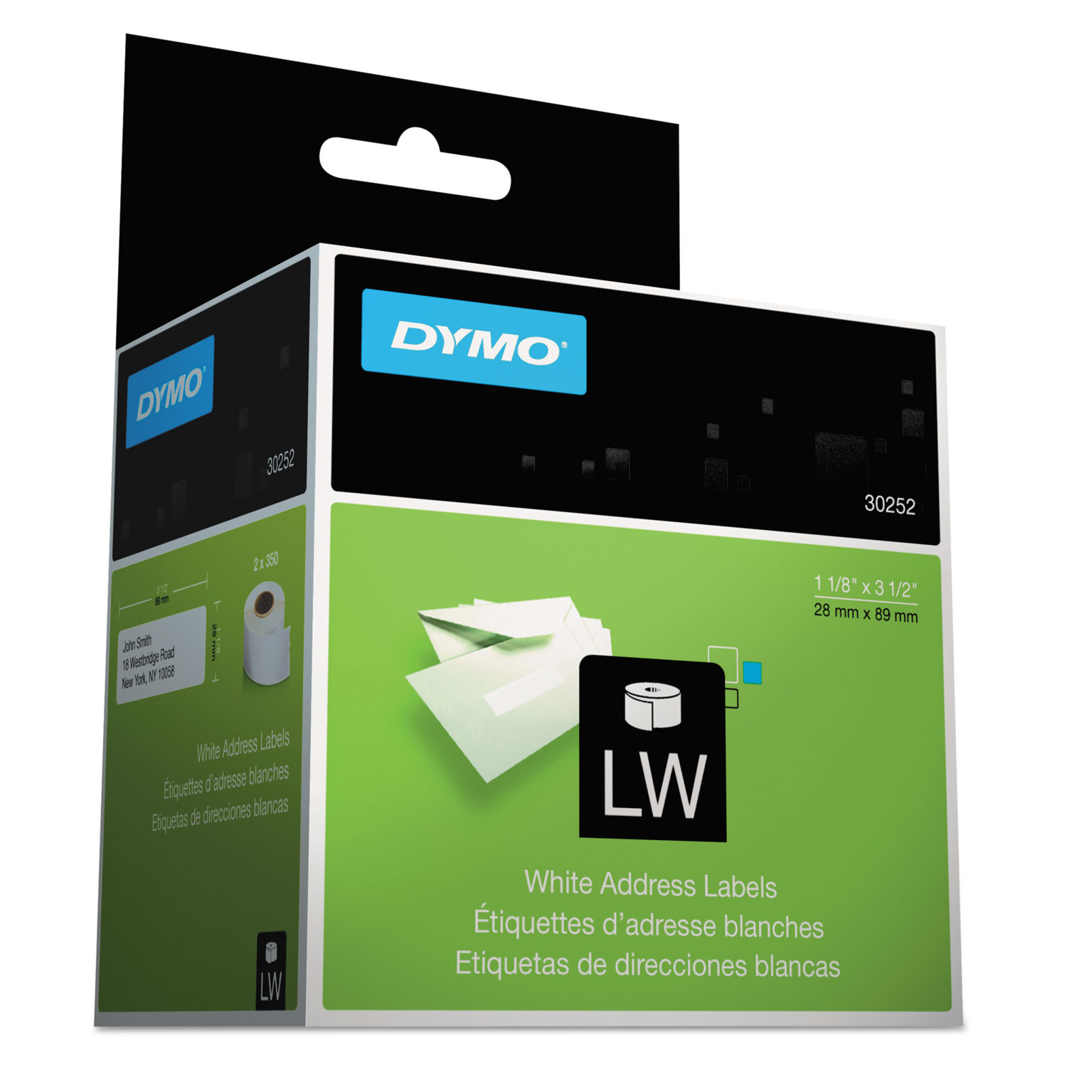  DYMO 30252 LabelWriter Address Labels, 1.12 x 3.5, White, 350 Labels/Roll, 2 Rolls/Pack (DYM30252) 