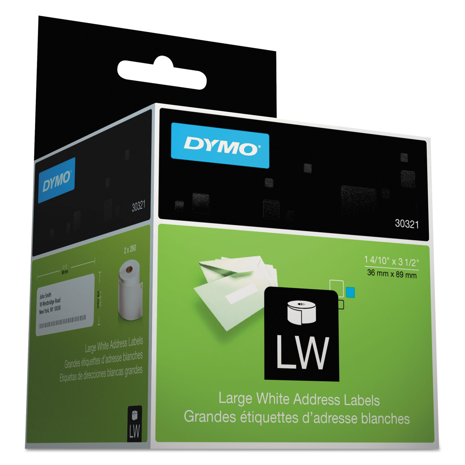  DYMO 30321 LabelWriter Address Labels, 1.4 x 3.5, White, 260 Labels/Roll, 2 Rolls/Pack (DYM30321) 