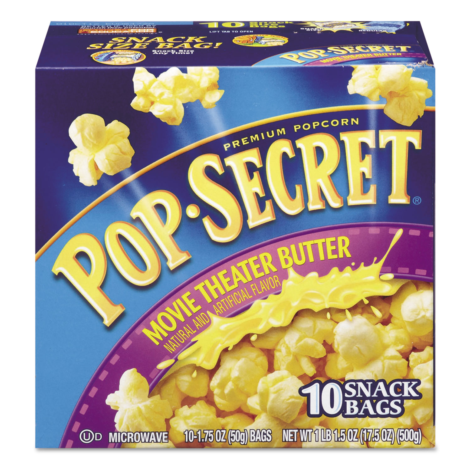 Microwave Popcorn, Movie Theatre Butter, 1.75 oz Bags, 10/Box