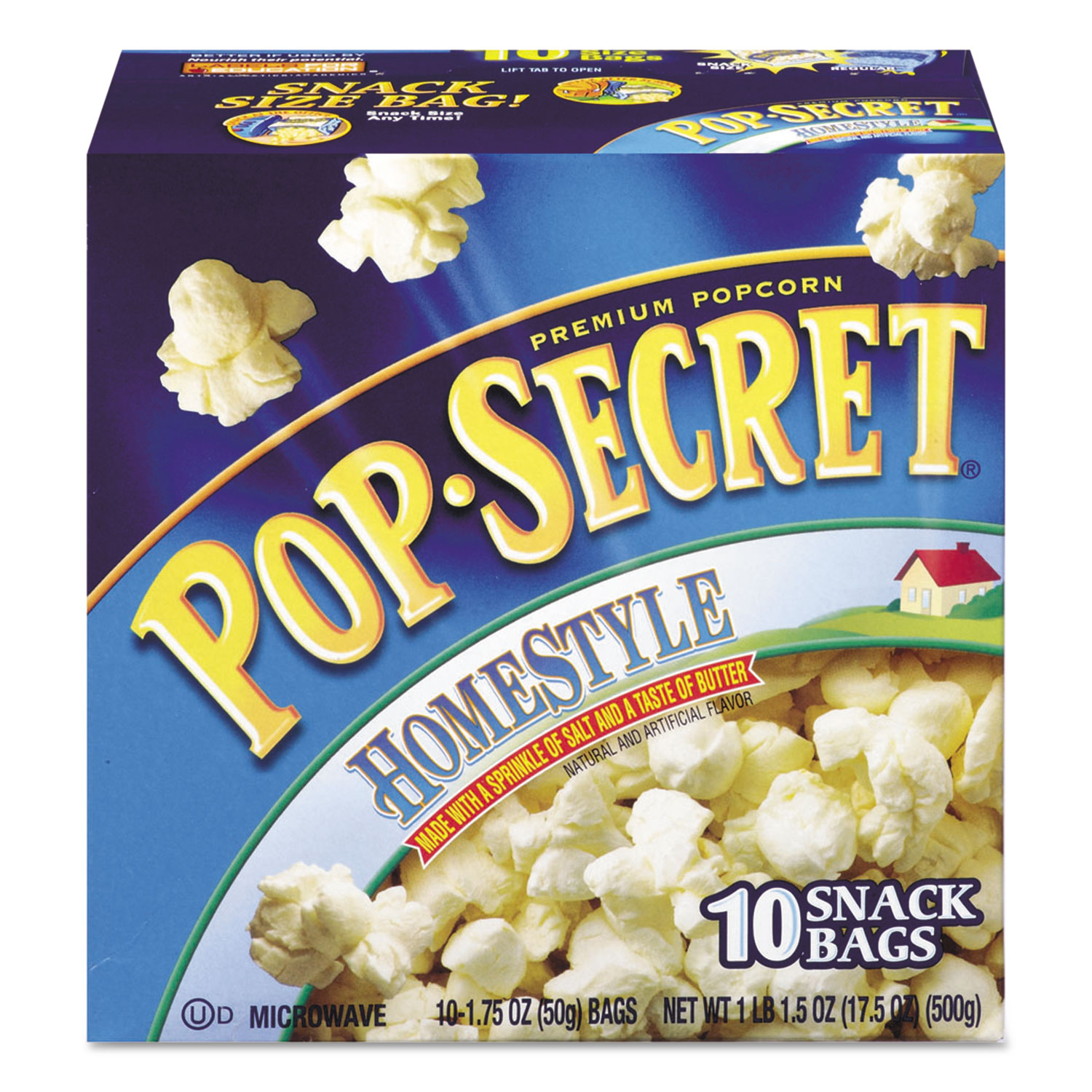Microwave Popcorn, Homestyle, 1.2 oz Bags, 10/Box