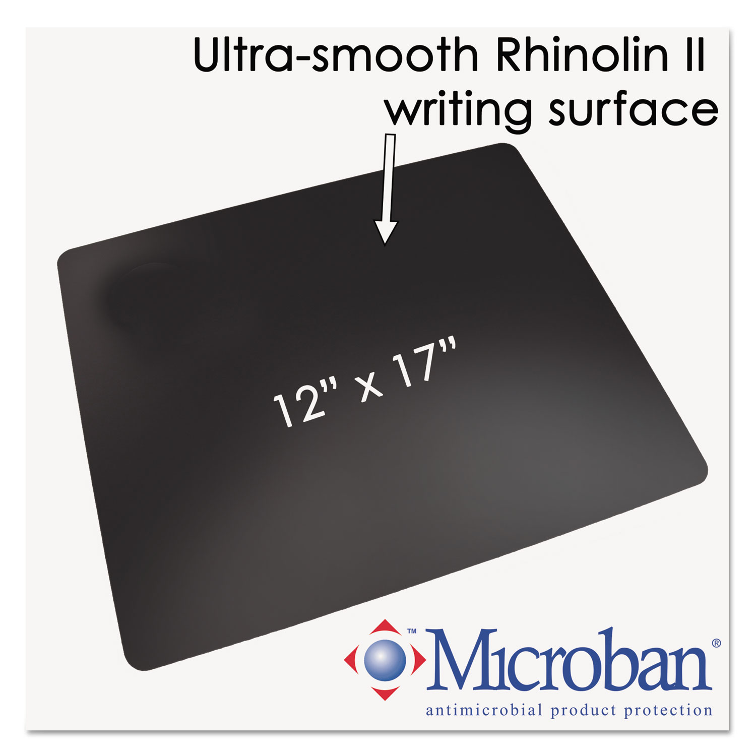 Rhinolin II Desk Pad with Microban, 17 x 12, Black