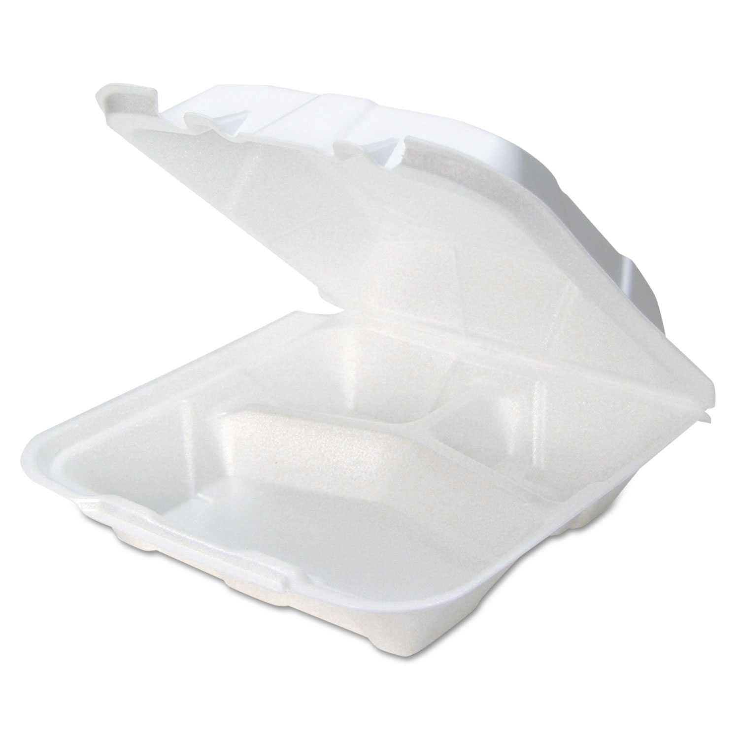  Pactiv YTD199030000 Foam Hinged Lid Containers, White, 9 x 9 x 3.25, 3-Compartment, 150/Carton (PCTYTD19903) 