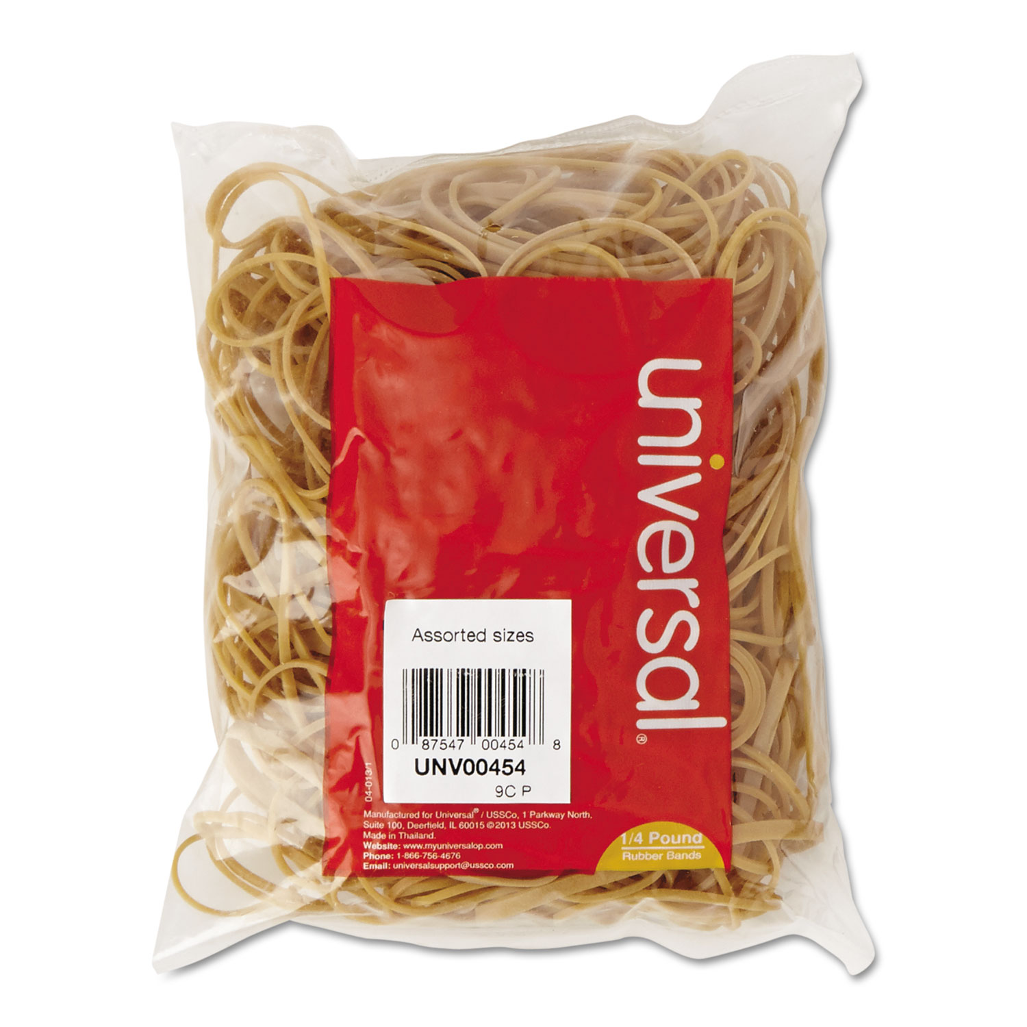 Rubber Bands, Size 54, Assorted Lengths, 1/4lb Pack