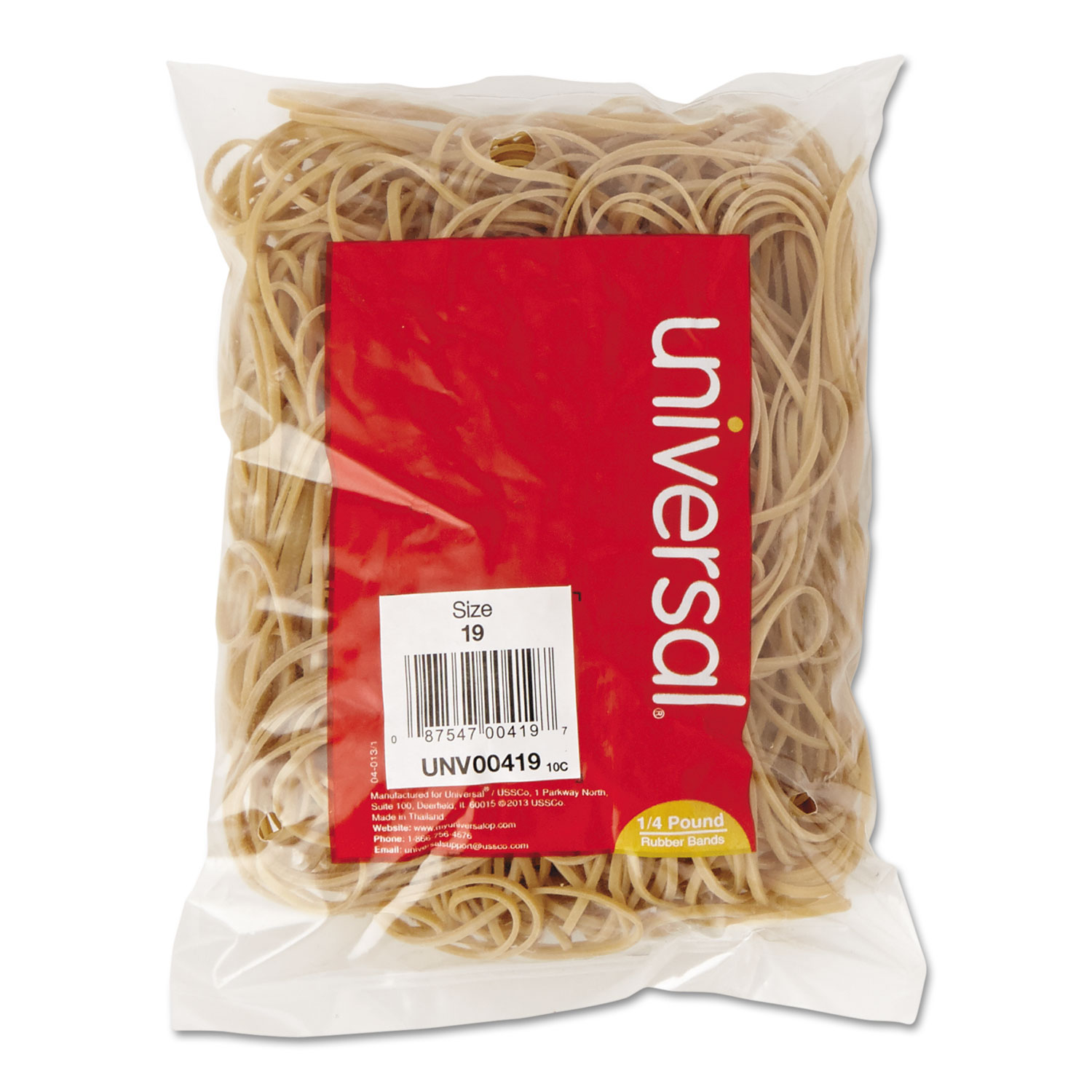 Rubber Bands, Size 19, 3-1/2 x 1/16, 310 Bands/1/4lb Pack