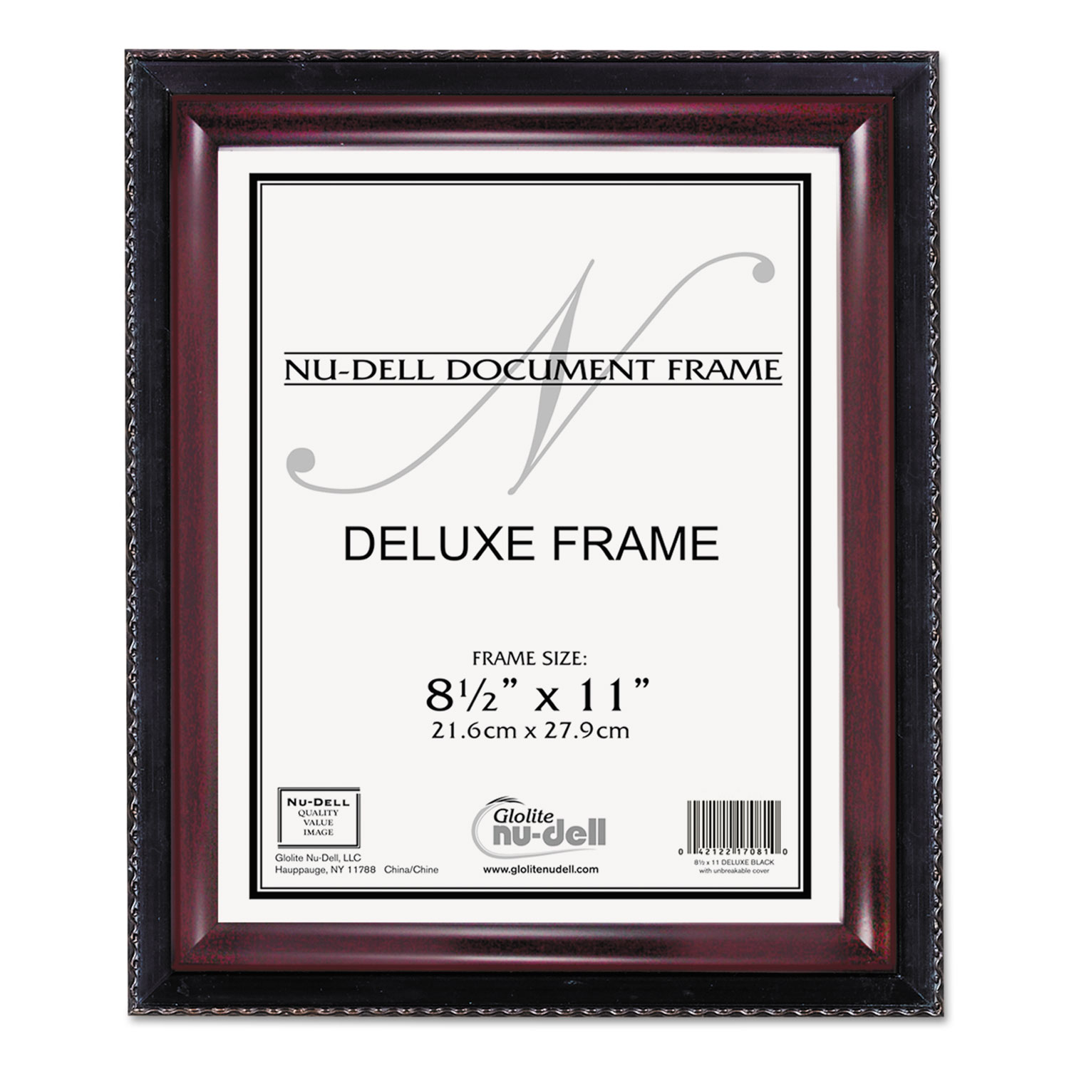  NuDell 17402 Executive Document Frame, Plastic, 8-1/2 x 11, Black/Mahogany (NUD17402) 