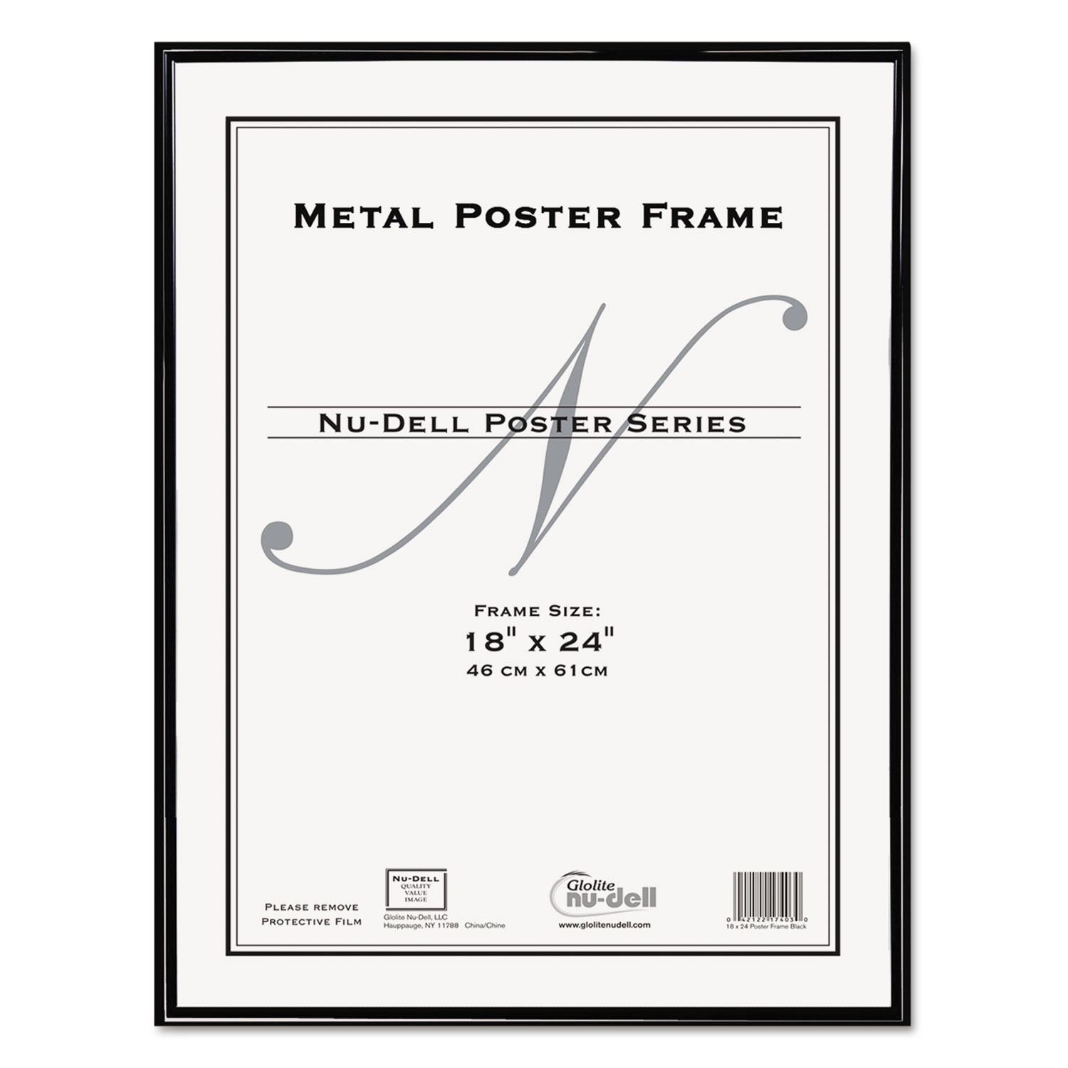Metal Poster Frame, Plastic Face, 18 x 24, Black
