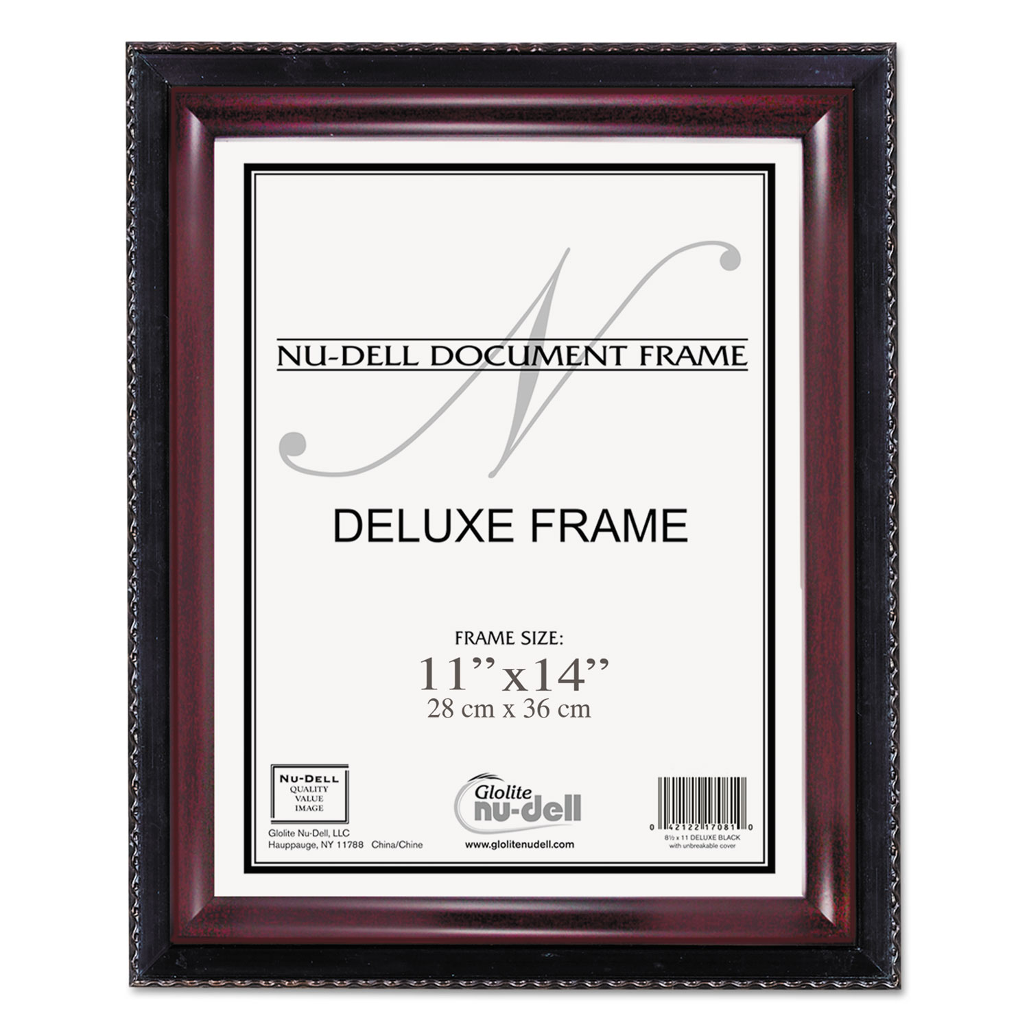  NuDell 17403 Executive Document Frame, Plastic, 11 x 14, Black/Mahogany (NUD17403) 