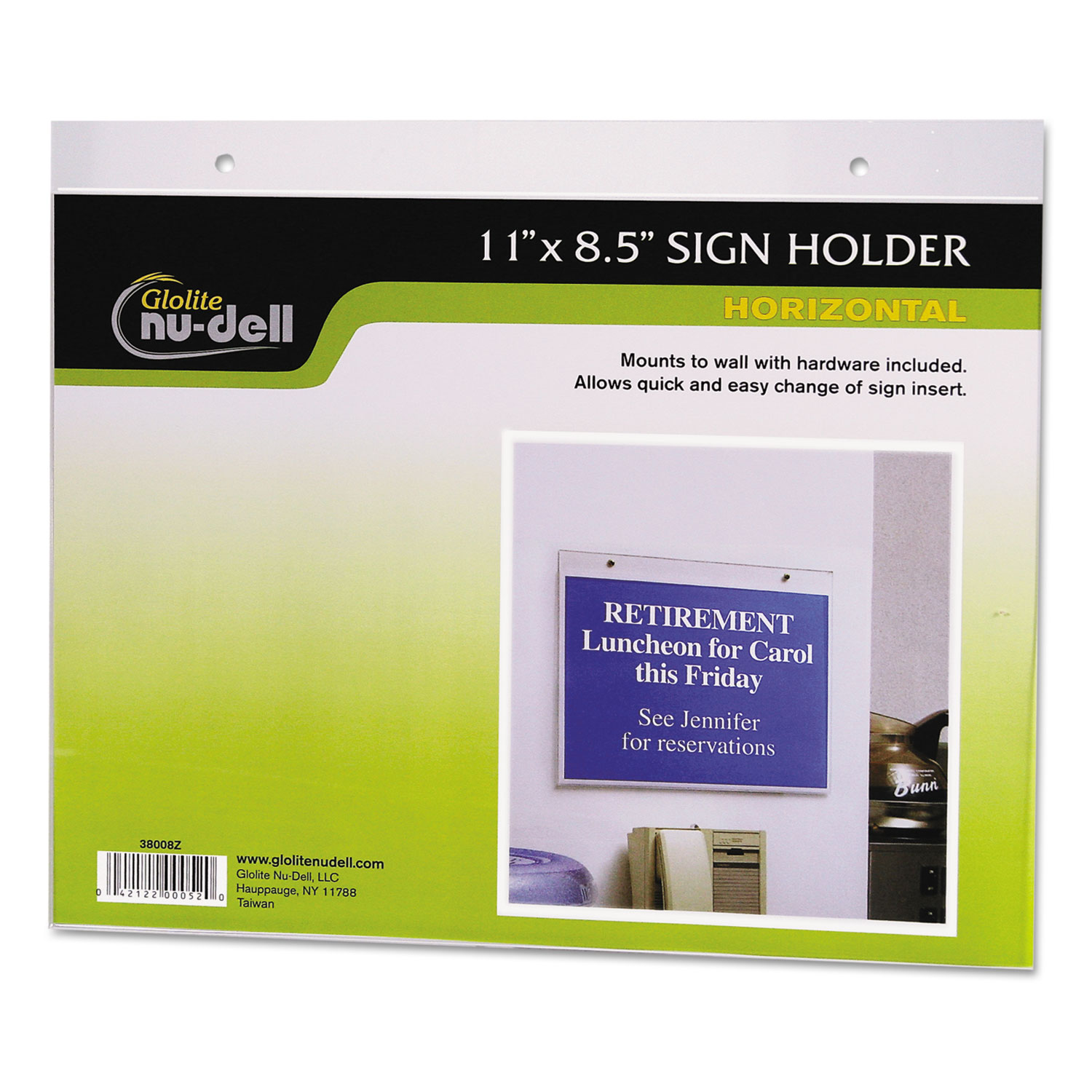 Clear Plastic Sign Holder, Wall Mount, 11 X 8.5 SafetyChix