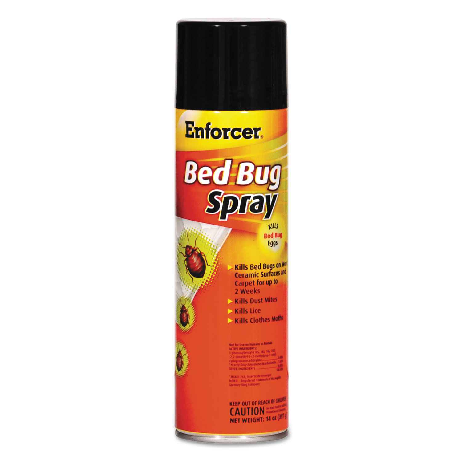  Enforcer EBBK14 Bed Bug Spray, 14 oz Aerosol, For Bed Bugs/Dust Mites/Lice/Moths, 12/Carton (AMREBBK14) 