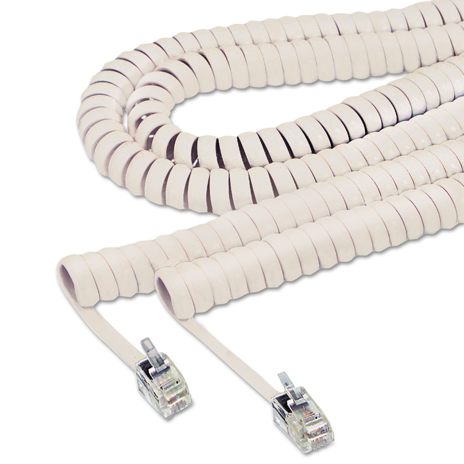  Softalk 48100 Coiled Phone Cord, Plug/Plug, 12 ft., Ivory (SOF48100) 