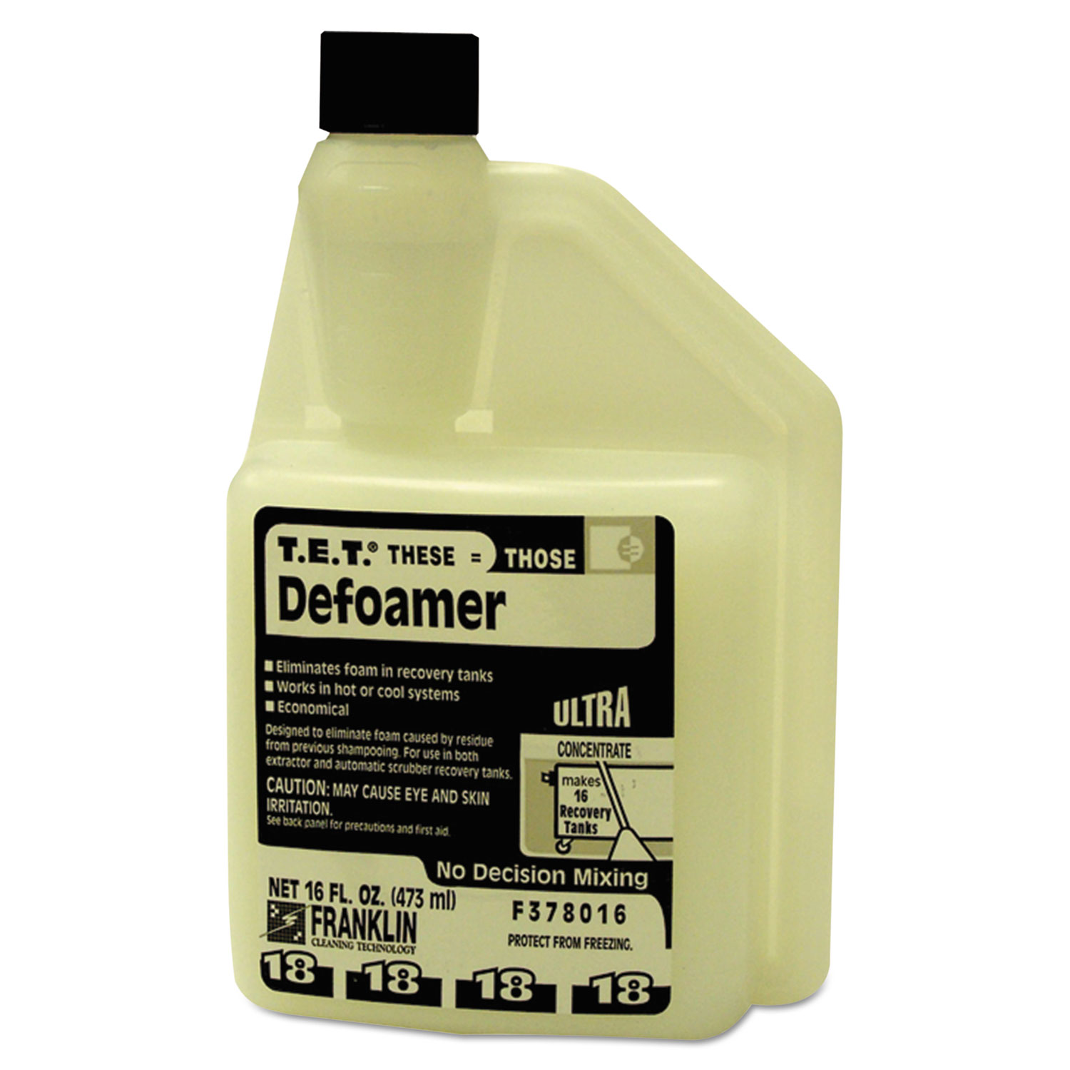  Franklin Cleaning Technology FRK F378016 T.E.T. #18 Defoamer, 16 oz, Dilution-Control Squeeze Bottle, 2/Carton (FKLF378016) 