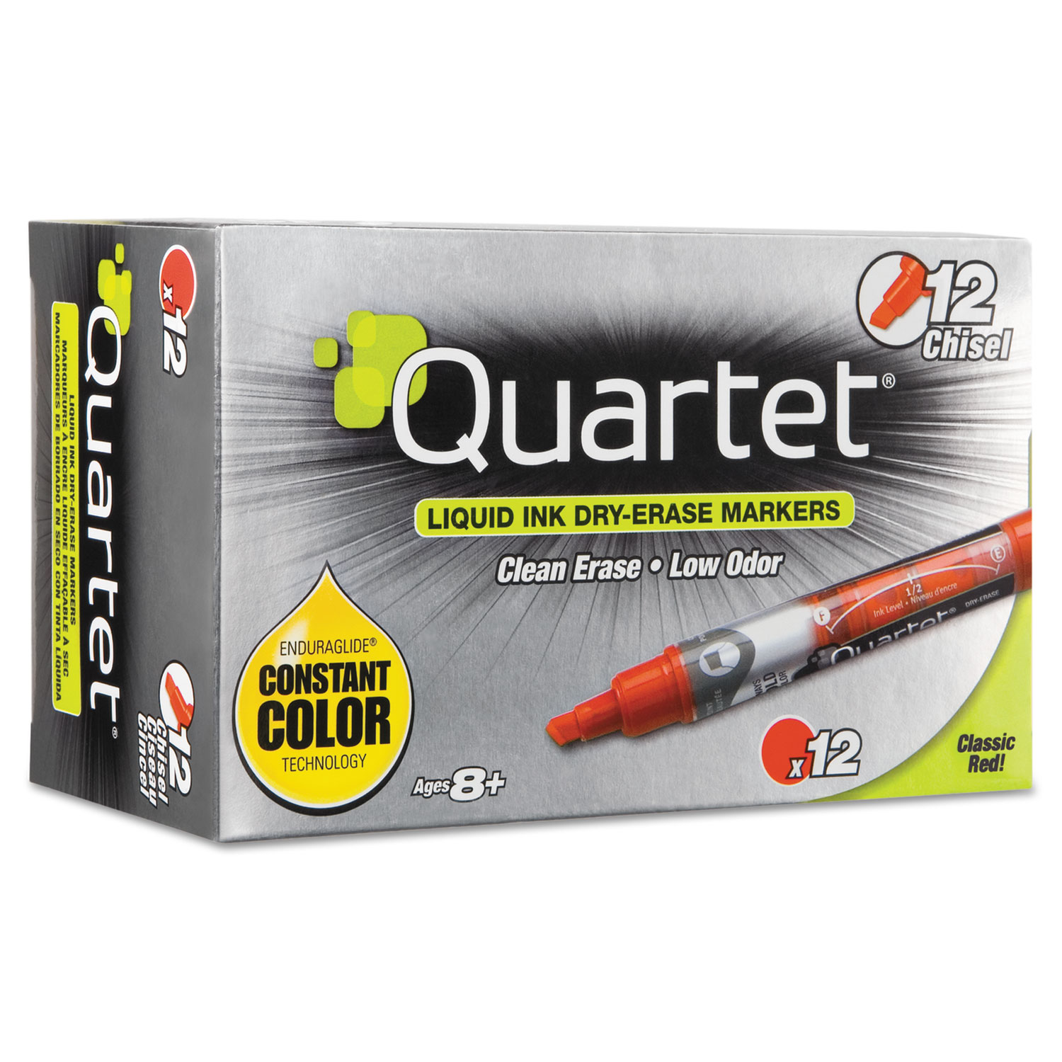  Quartet 5001-4MA EnduraGlide Dry Erase Marker, Broad Chisel Tip, Red, Dozen (QRT50014M) 