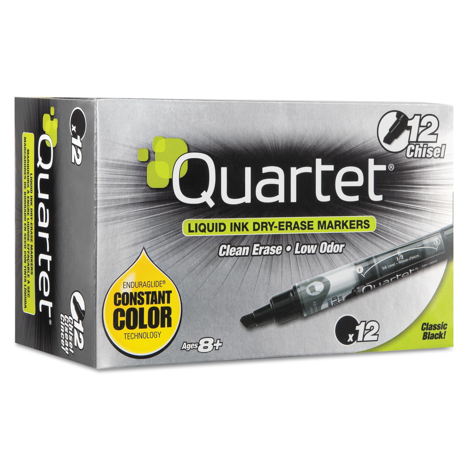  Quartet 5001-2MA EnduraGlide Dry Erase Marker, Broad Chisel Tip, Black, Dozen (QRT50012M) 