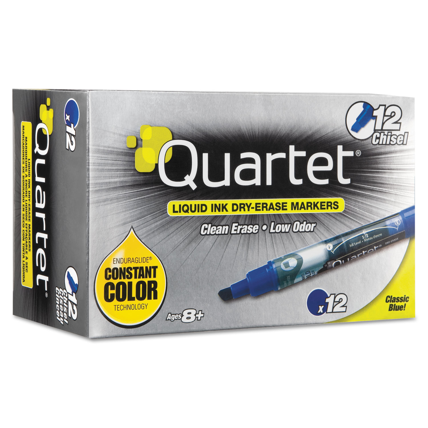  Quartet 5001-3MA EnduraGlide Dry Erase Marker, Broad Chisel Tip, Blue, Dozen (QRT50013M) 