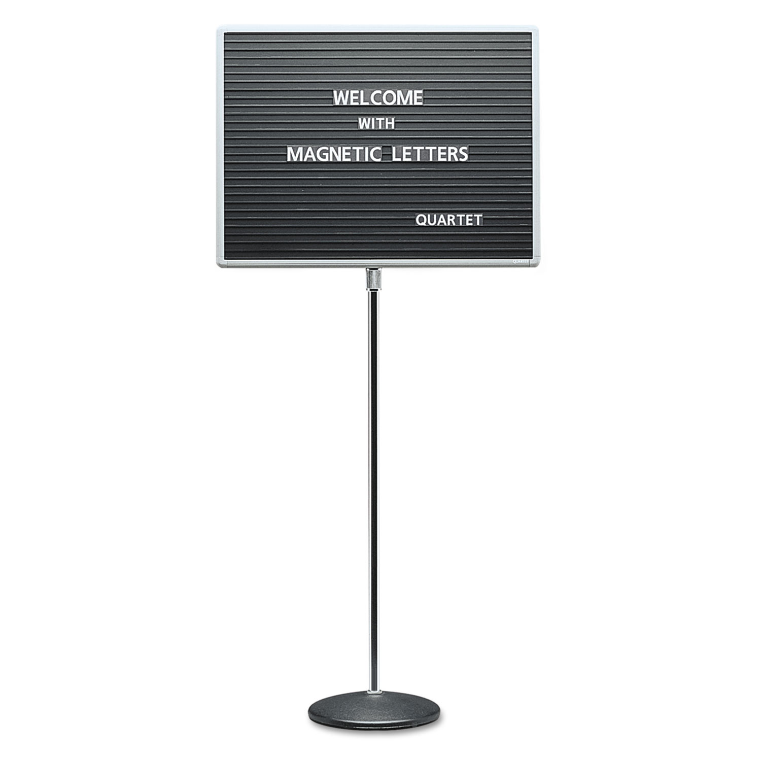  Quartet 7921M Adjustable Single-Pedestal Magnetic Letter Board, 24 x 18, Black, Gray Frame (QRT7921M) 