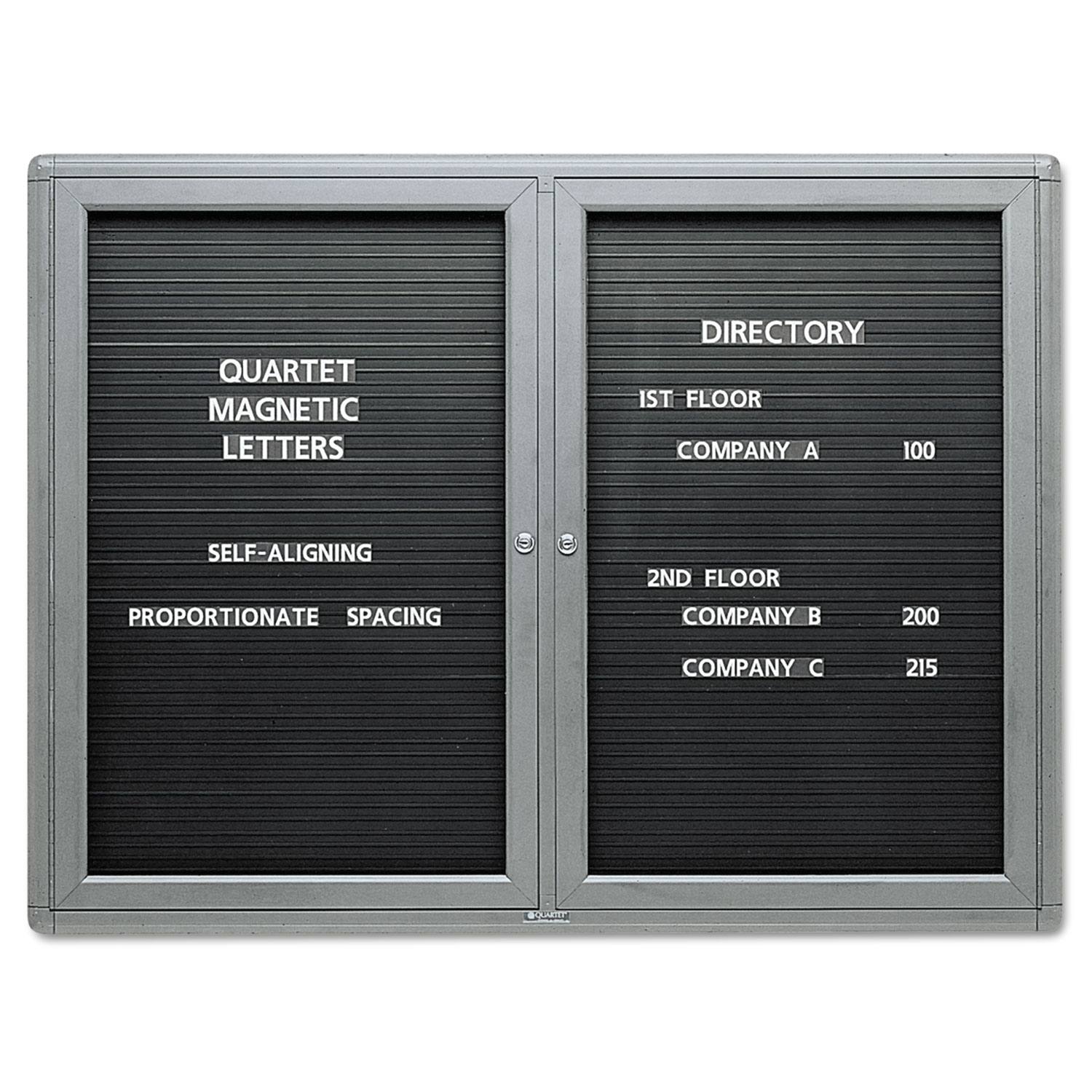  Quartet 2964LM Enclosed Magnetic Directory, 48 x 36, Black Surface, Graphite Aluminum Frame (QRT2964LM) 