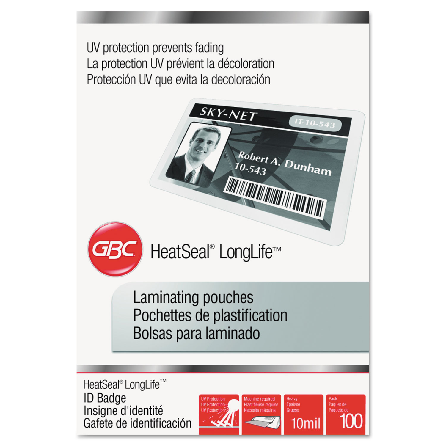 LongLife Thermal Laminating Pouches, 10 mil, 2 9/16 x 3 1/2, ID Size, 100