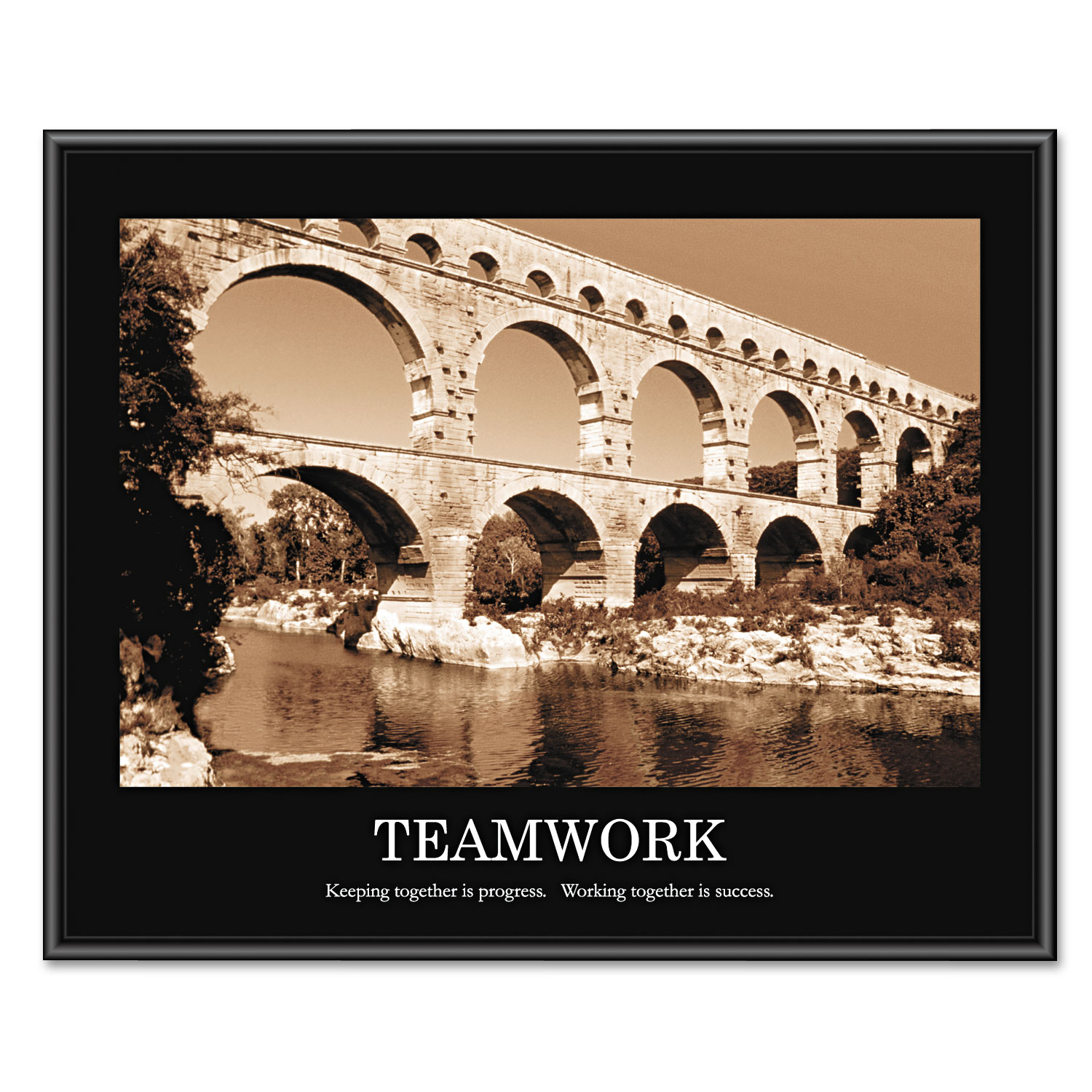 Teamwork Framed Sepia-Tone Motivational Print, 30 x 24