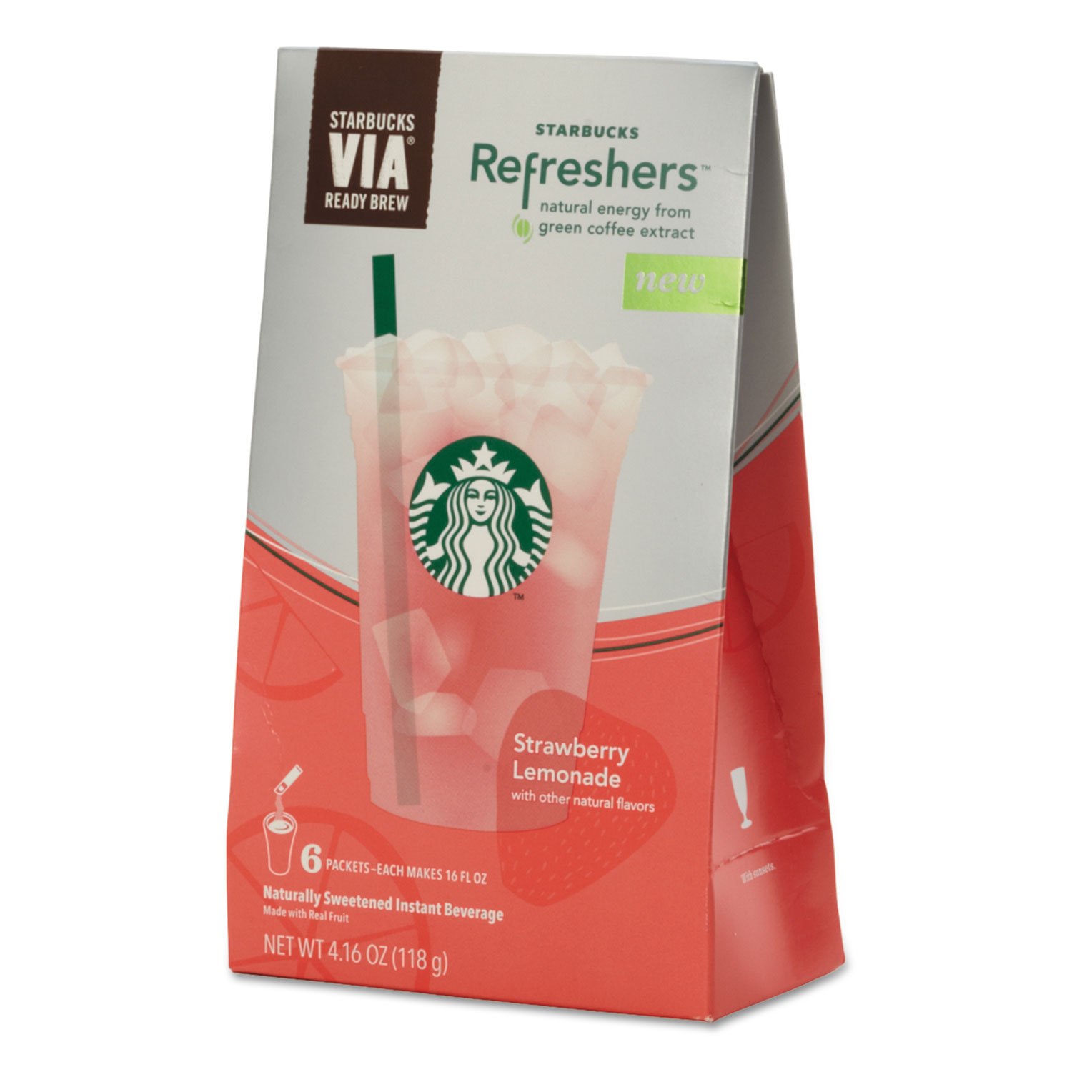  Starbucks 011036799 VIA Refreshers, Strawberry Lemonade, 4.16 oz Pack, 6/Box (SBK11036799) 
