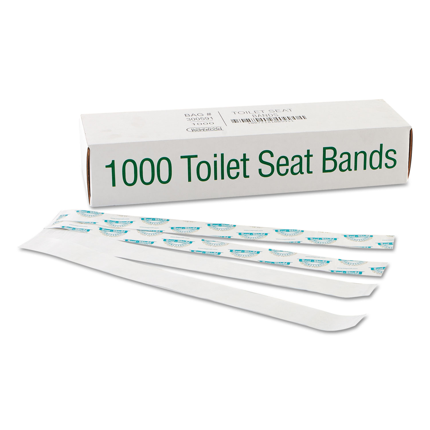  Bagcraft BGC 300591 Sani/Shield Printed Toilet Seat Band, Paper, Blue/White, 16 Wide x 1-1/2 Deep (BGC300591) 