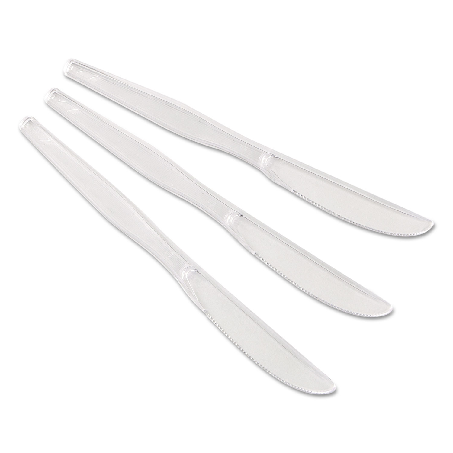 Heavyweight Polystyrene Cutlery, Knives, Clear, 1000/Carton