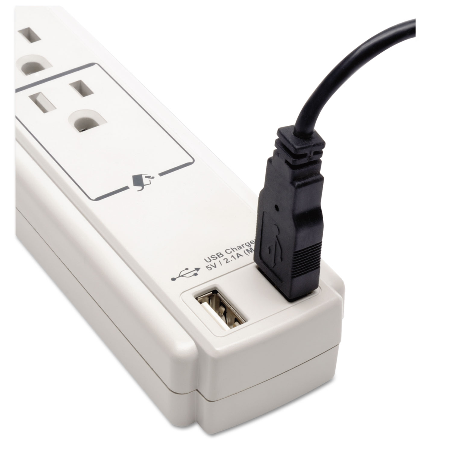 Protect It! Surge Suppressor, 6 Outlets, 6 ft Cord, 990 Joules, Cool Gray